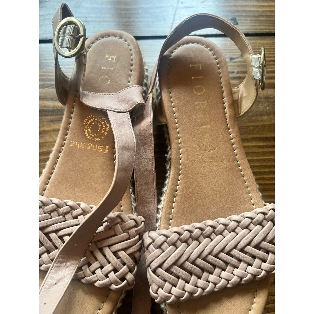 Fiorella Nude Woven Espadrille Platform Sandals‎ Ankle Strap Pink Womens 7.5